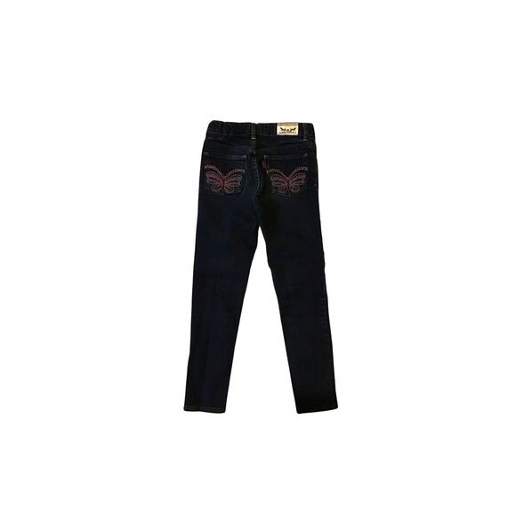 Levi Strauss Girls Size 6X Denim Leggings with Butterfly Design Back Pockets - Picture 2 of 3